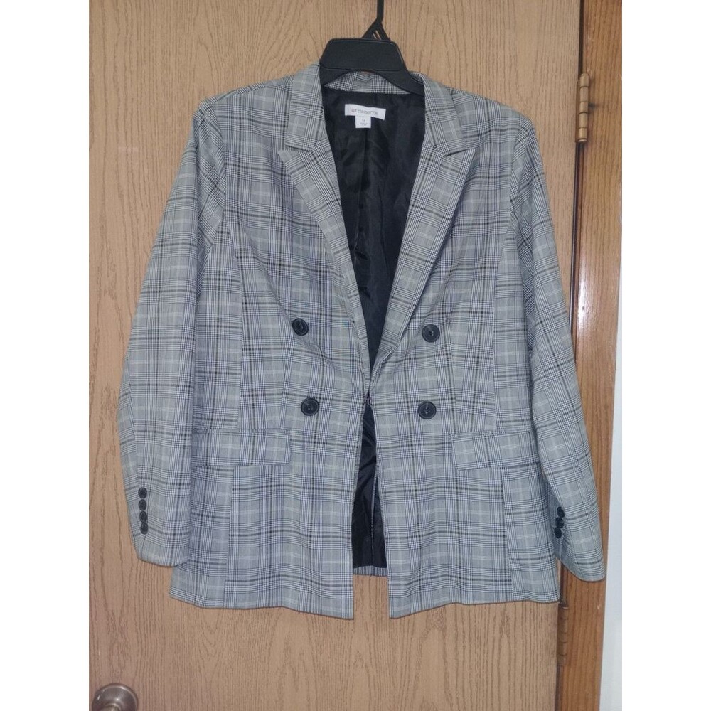LIZ CLAIBORNE Black And White Houndstooth Women's Jacket Size 14